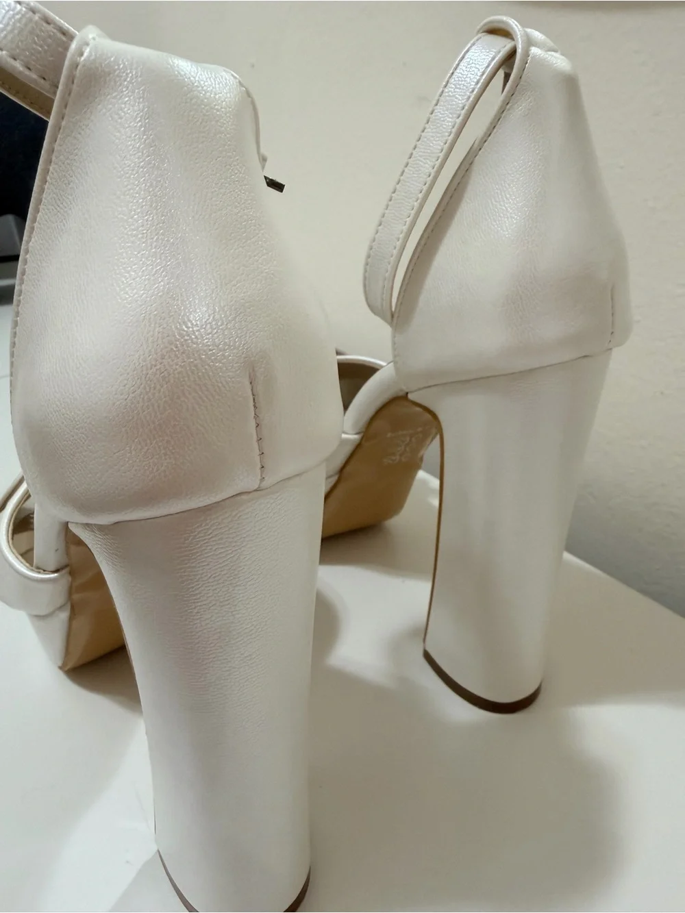 Women's Ivory Platform Ankle-Strap Heels